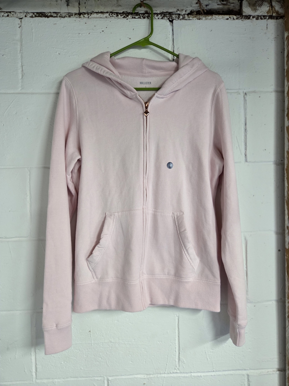 Hollister Women's Light Pink Charm Zip Up Hoodie